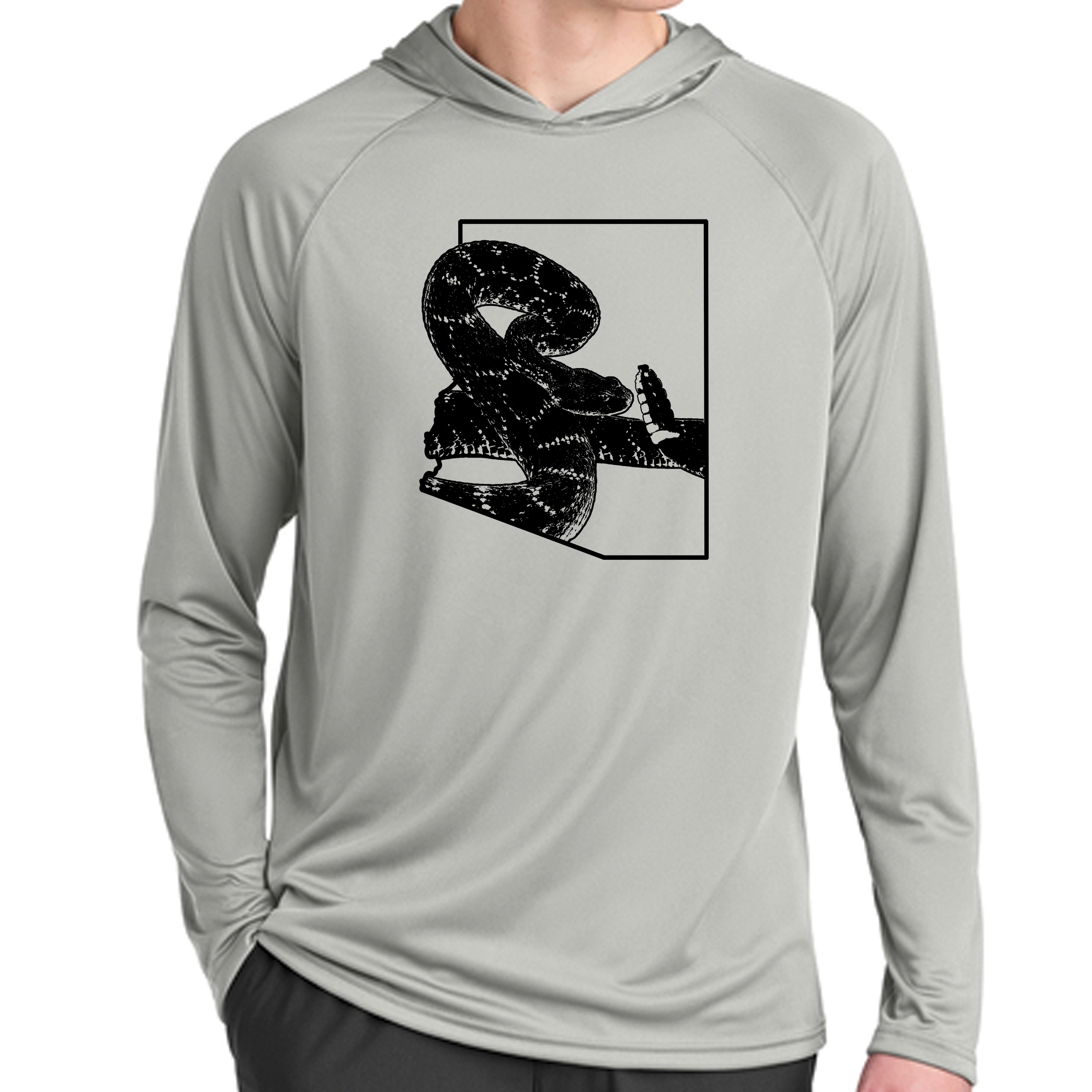 AZ Black Rattlesnake Long Sleeve Performance Tee